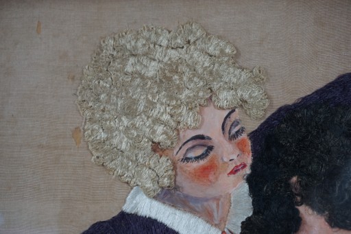 Старая картина, вышитая, расписанная, арт-деко, 1930-е годы.