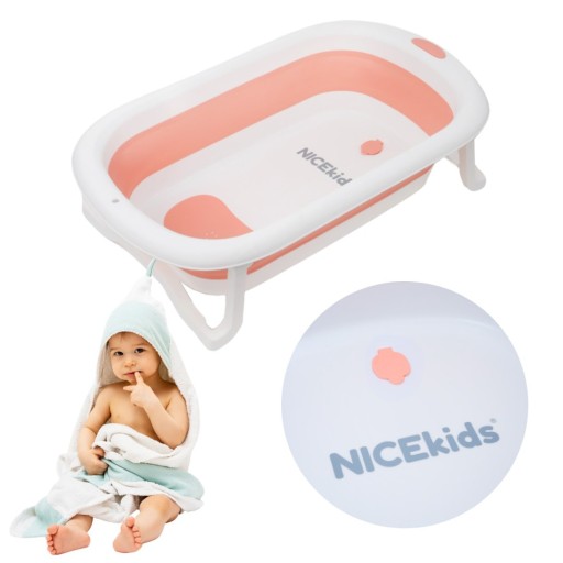 NICEKIDS СКЛАДНАЯ ДЕТСКАЯ ВАННОКА, СИЛИКОН, РОЗОВЫЙ