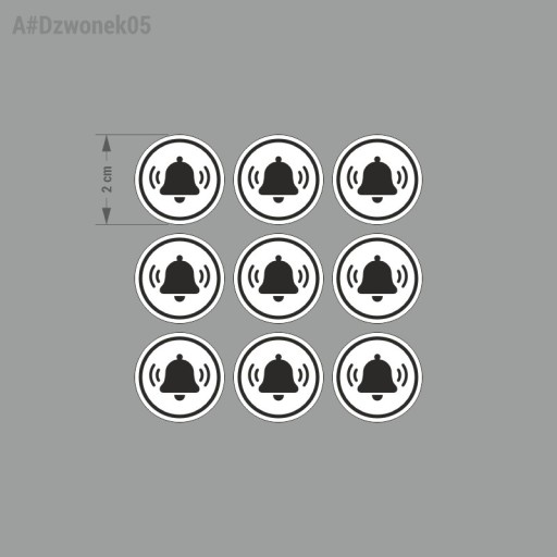 Naklejka - Dzwonek zestaw 4x4 cm lub 2x2 cm #A#Dzwonek05