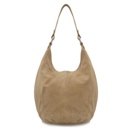Женская кожаная замшевая сумка VERA PELLE, сумка через плечо BEIGE