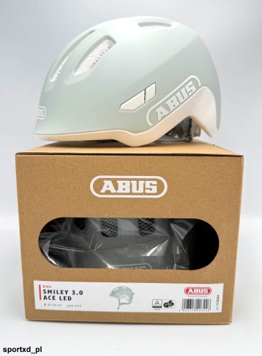 Детский шлем ABUS KIDS SMILEY 3.0 ACE LED, цвет «pure mint» — размер S