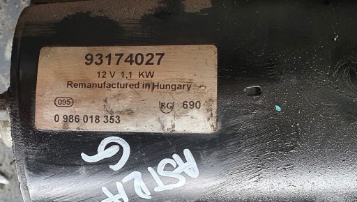 СТАРТЕР OPEL ASTRA G 1.8 0986018353