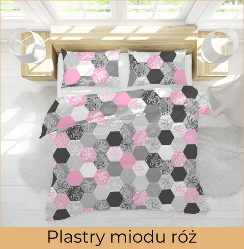 ПОСТЕЛЬНОЕ ПОДДЕРЖАНИЕ ИЗ КОРЫ 140x200см + 1x 70x80см ПОЛЬСКИЙ ПРОИЗВОДИТЕЛЬ Соты розовые