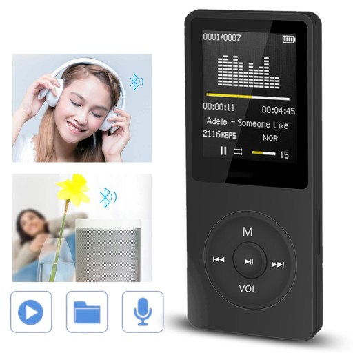 ODTWARZACZ MP3 BLUETOOTH BEZSTRATNY ODTWARZACZ MP3 Z RADIEM FM +SŁUCHAWKAMI