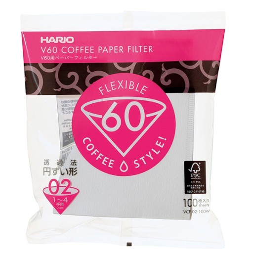 HARIO DRIP PLASTIKOWY PRZEZROCZYSTY V60-02 + FILTRY PAPIEROWE BIAŁE 100szt