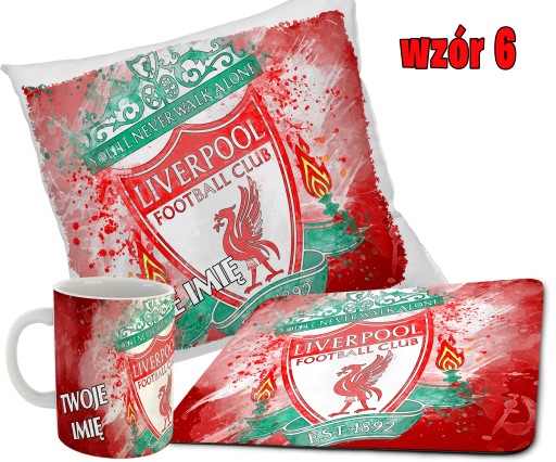 Zestaw LIVERPOOL KUBEK + PODUSZKA + PODKŁADKA POD MYSZ + IMIĘ RÓŻNE WZORY