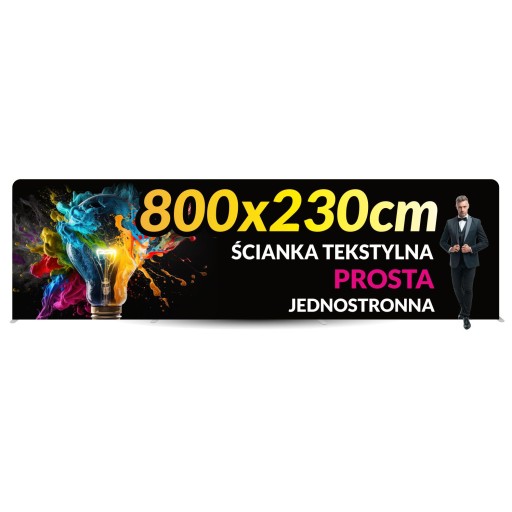 Ścianka Reklamowa Tekstylna 800x230cm Nadruk Projekt jednostronna