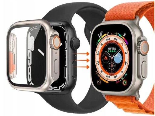 Чехол + встроенное стекло / 2 в 1 для Apple Watch 4 5 6 SE SE 2 / 44 мм