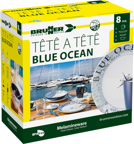 ОБЕДЕННЫЙ НАБОР BRUNNER BLUE OCEAN МЕЛАМИНОВЫЙ 8 предм.