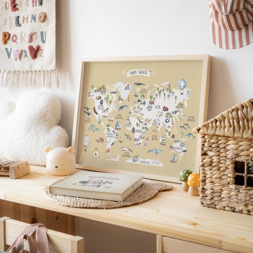 Mapa Świata 40x50 cm PLAKAT MONTESSORI RÓŻNE KOLORY