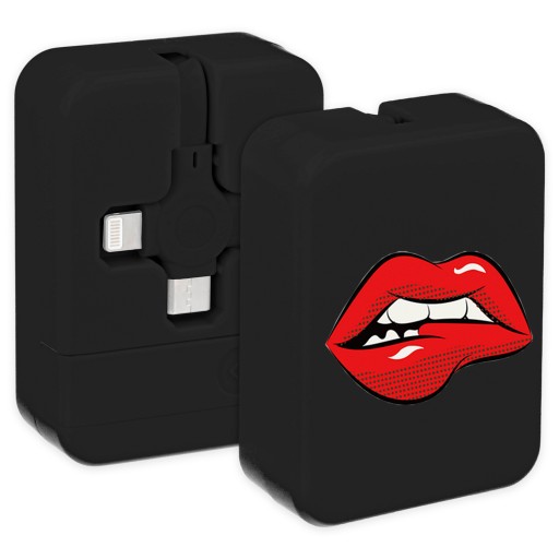 Kabel USB 3w1 Ładowanie Kostka Czarny LIPS Wzory