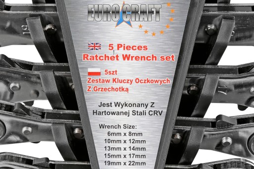 ZESTAW KLUCZY Z GRZECHOTKĄ 5 ELEM. KLUCZE OCZKOWE
