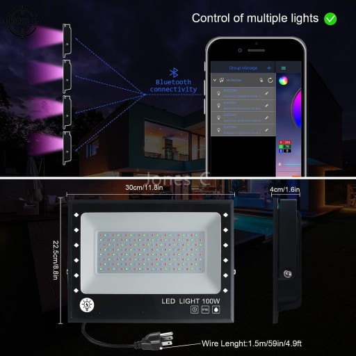 Прожектор RGB Impreza 100 Вт IP66 водонепроницаемый