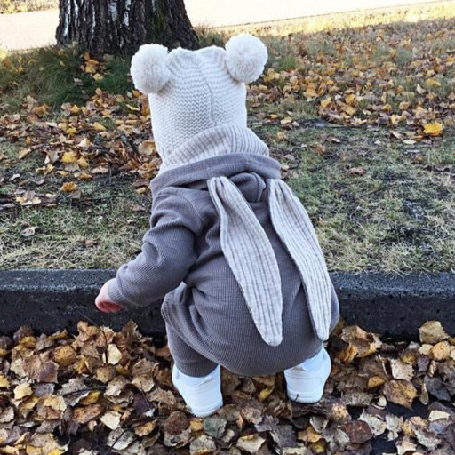Ползунки Big Ears Bunny с капюшоном и молнией.