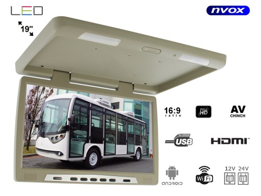 Подвесной автомобильный монитор Android 19 дюймов с разрешением FullHD