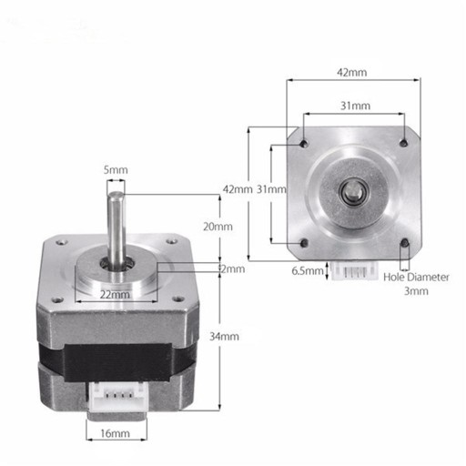 NEMA17 26N.cm 12V 0.4A 42-шаговый шаговый двигатель для 3D-принтеров DIY Запчасти