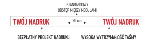 Taśma spinająca PP 19 x 0.90 polipropylenowa biała NADRUK czerwony LOGO