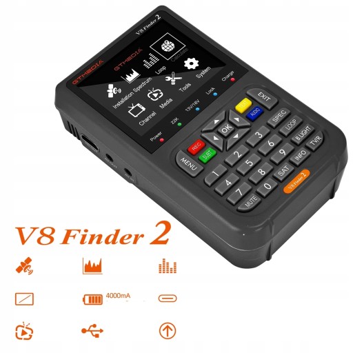 ИЗМЕРИТЕЛЬ СПУТНИКОВОГО СИГНАЛА V8 FINDER2 3,5-дюймовый ЖК-дисплей