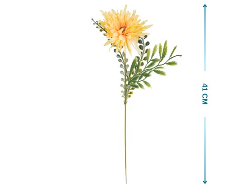 12x SZTUCZNE KWIATY CHRYZANTEMA ŻÓŁTA PIK 41cm Z PAPROTKĄ DO STROIKA KWIAT