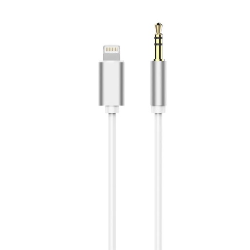 ВЧ/аудио адаптер для iPhone Lightning 8-контактный разъем 3,5 мм, белый кабель (штекер)