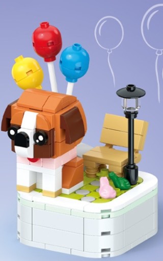 ZESTAW KLOCKÓW marki ZUANMA BrickHeadz PETS Bernard BERNARDYN PIES KWIATY