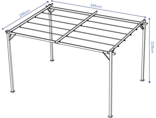PERGOLA SPRINT PLUS терраса на крыше 3х4 м Антрацит/Серый с рулонными шторами