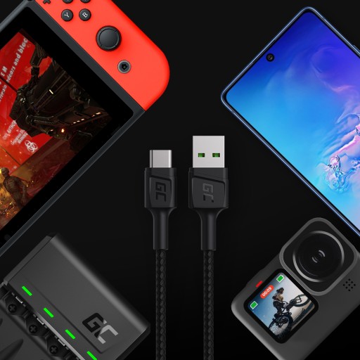 Кабель Green Cell USB A — кабель USB-C типа C длиной 2 м, прочный для телефона