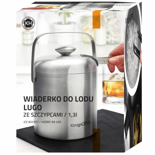 WIADERKO DO LODU Z PODWÓJNYMI ŚCIANKAMI + SZCZYPCE