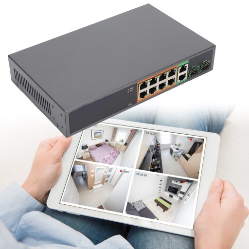 Przełącznik poe pełne gigabitowe rj45 ieee 802.3af/at 8-portowe urządzenie sieciowe sfp 150w