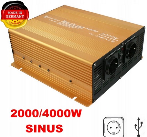 PRZETWORNICA NAPIĘCIA CZYSTY SINUS 2000 WATT SOLARTRONICS 12V/230V USB GOLD