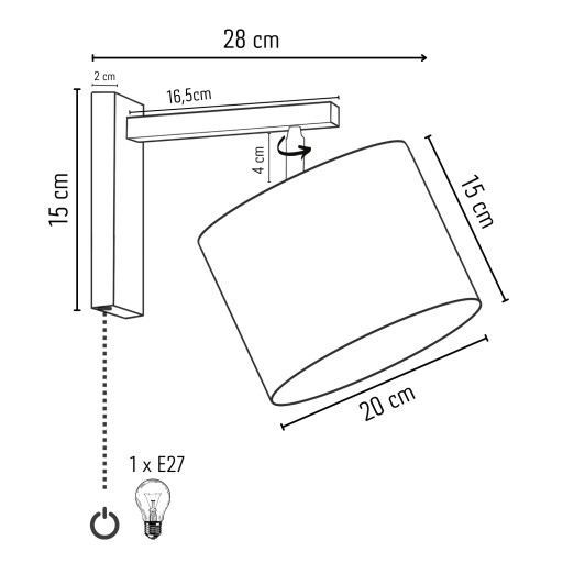 Настенный светильник бра LAMPSHADE E27 SWITCH