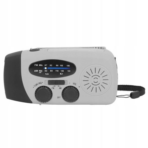 RADIO SŁONECZNE Z KORBĄ RĘCZNĄ LED USB Z BATERIĄ