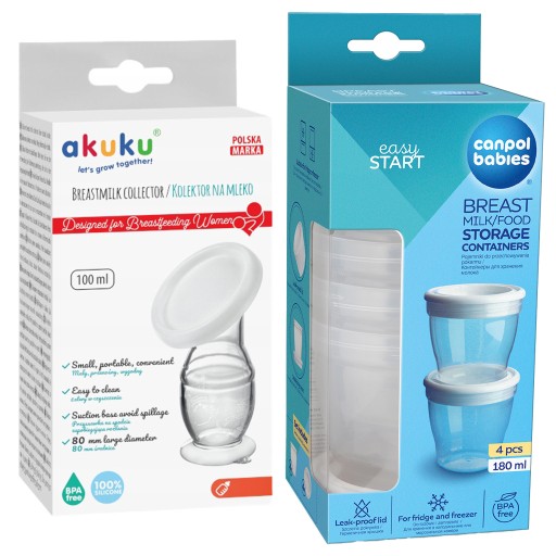 Для кормящей мамы - молокосборник Akuku A0399 + контейнеры для молока Canpol