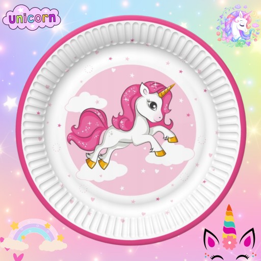ZESTAW URODZINY UNICORN PAPIEROWE kubki KUBECZKI serwetki JEDNOROŻEC
