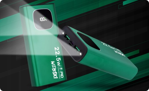 Аккумулятор Power-Bank Зеленый Металлик 30000 мАч QC