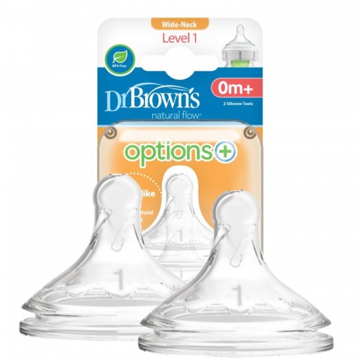 Dr Brown's Smoczek do Butelki Options+ Szeroka Szyjka Poziom 1 (0-3 m) 2szt