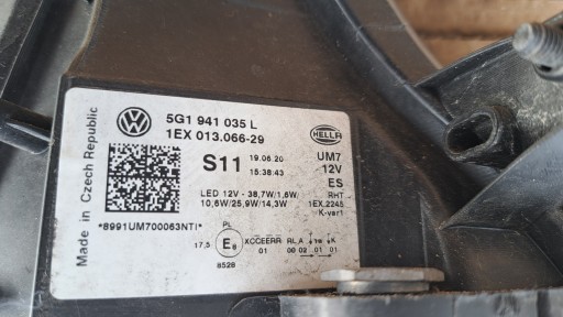 VW Golf VII 7 подъемный левый передний фонарь FULL LED