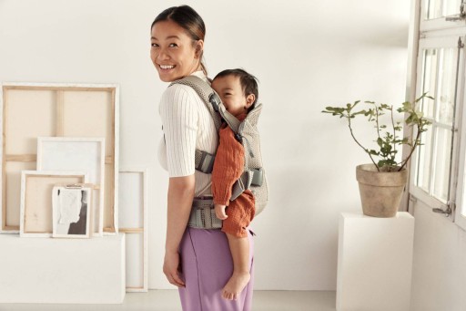 Слинг BabyBjörn ONE AIR 3D Mesh, серый и бежевый