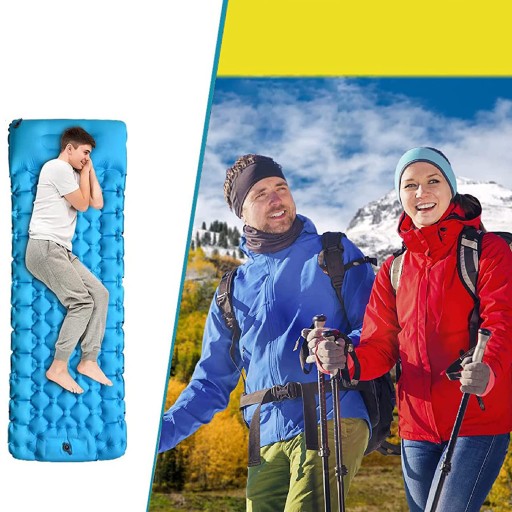 NADMUCHIWANY MATERAC MATA KEMPINGOWA Z PODUSZKĄ NA PLAŻĘ TREKKING SKŁADANA