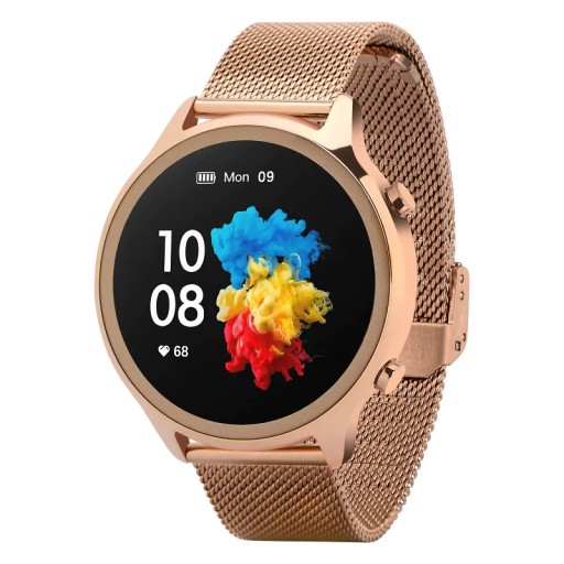 Smartwatch damski Garett Bonita złoty ROZMOWY TRENING KROKI KCAL TETNO SMS