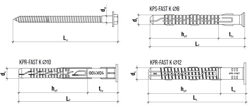 РАМОЧНЫЙ РАСШИРИТЕЛЬ KPR-FAST 10x200 ШТИФТЫ 25 шт.
