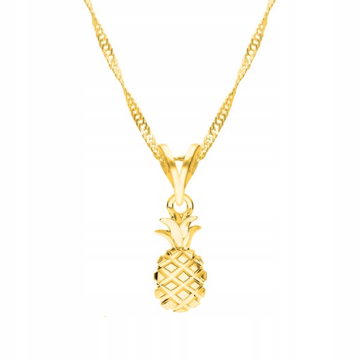 Łańcuszek złoty naszyjnik 925 Ananas Owoc Owoce
