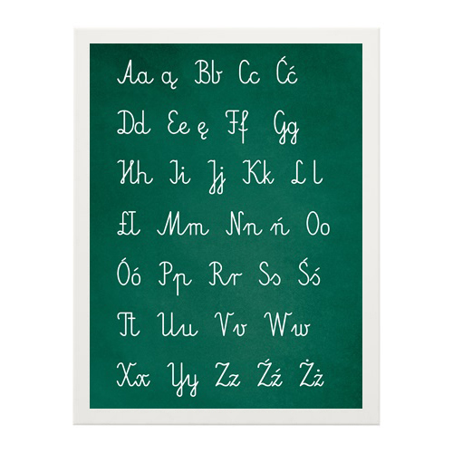PLAKAT EDUKACYJNY dla dziecka A4 ALFABET tablica zielona