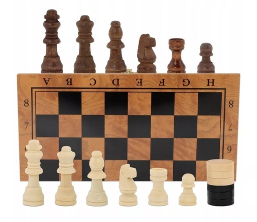 ФОН ДЛЯ ШАХМАТНОЙ ИГРЫ ЧЕКИ БОЛЬШОЙ ДЕРЕВЯННЫЙ 3в1 XXL 34x34см