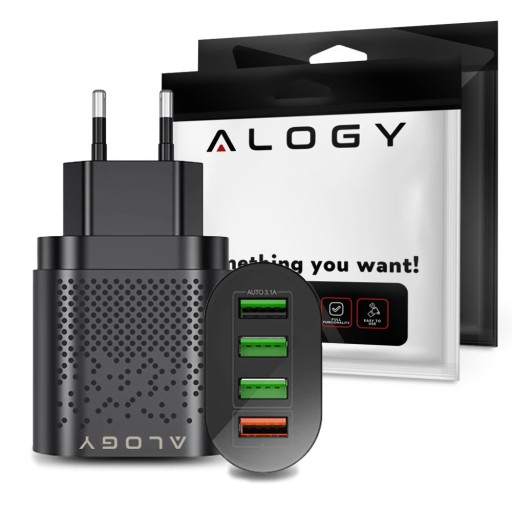 Быстрое зарядное устройство Alogy 4x USB Quick Charge 3.0, 2,4 А, черный