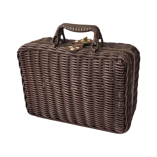 Wiklinowy Hamper Retro Walizka Vintage Rattanowa Torebka na Kemping, XL brązowy
