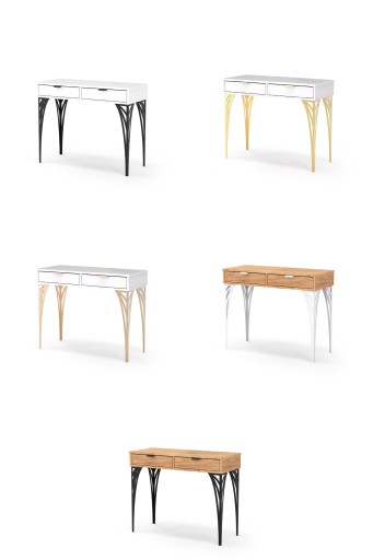Туалетный столик Deco Loft с 2 ящиками, белый, белый