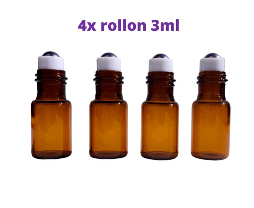 Butelka szklana roll-on czarna nakrętka 3ml 4x roll on