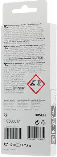 Таблетки для очистки автоматических кофемашин Bosch TCZ8001A 10 шт 2в1.