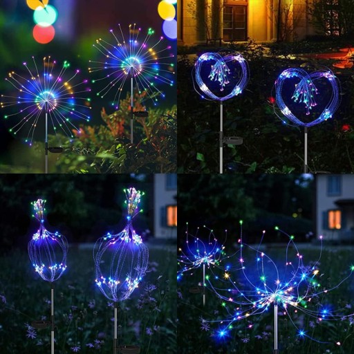 2x СОЛНЕЧНАЯ САДОВАЯ ЛАМПА 150 LED, дерево, одуванчик, фейерверк